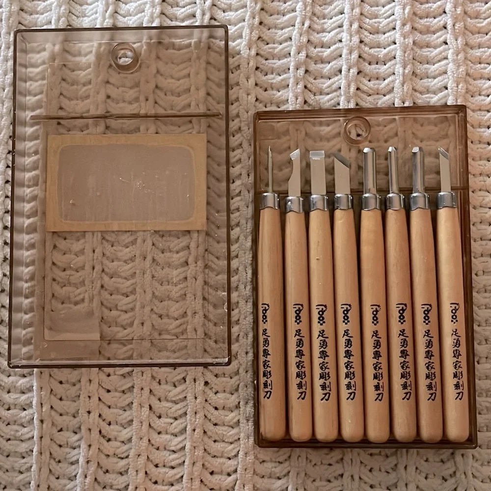 🌟Vintage Taiwan Wooden Fine Art Carving Tools Linoleum Wood Set Eight (x8)🌟 - Picture 4 of 7